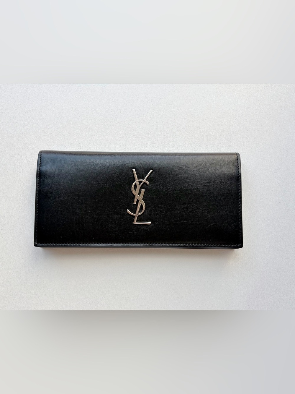 Saint Laurent Black Leather YSL Logo Wallet